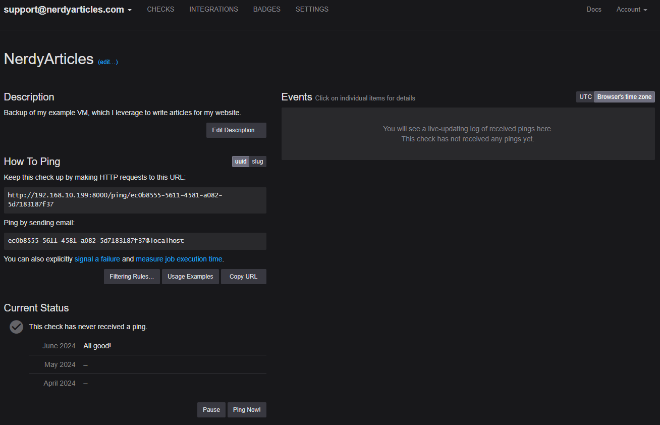 Backup Strategy with Restic and Healthchecks.io